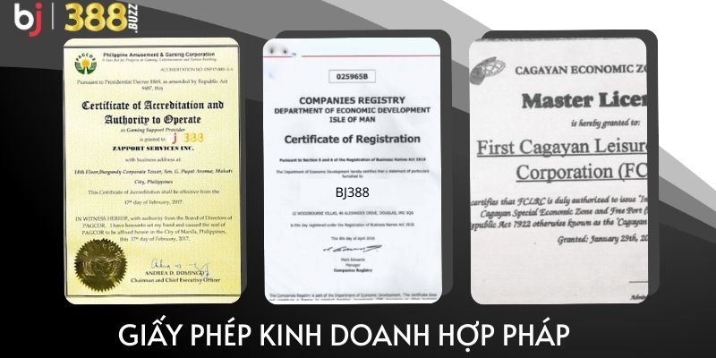 Nhà cái sở hữu cùng lúc 3 giấy phép kinh doanh hợp pháp