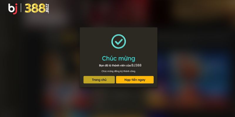 Thông báo đăng ký tài khoản thành công
